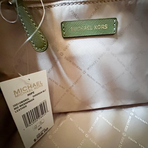 Michael Kors Hope Medium Satchel Shoulder Crossbody Bag MK Brown Evergreen - Picture 8 of 9